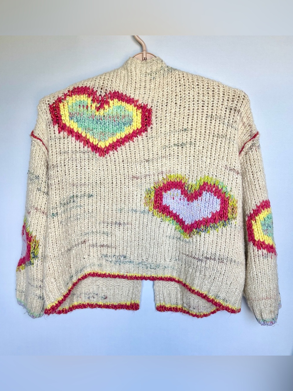 Anthropologie Daily Practice Love Me Heart Cardigan M/L Open Front Wool Blend - Picture 11 of 16
